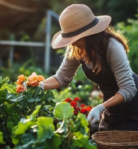 Horta diversificada com flores e cobertura vegetal